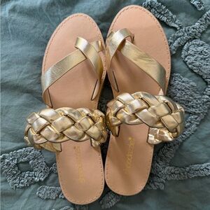 Gold Braided Slide Sandals - Women size 9